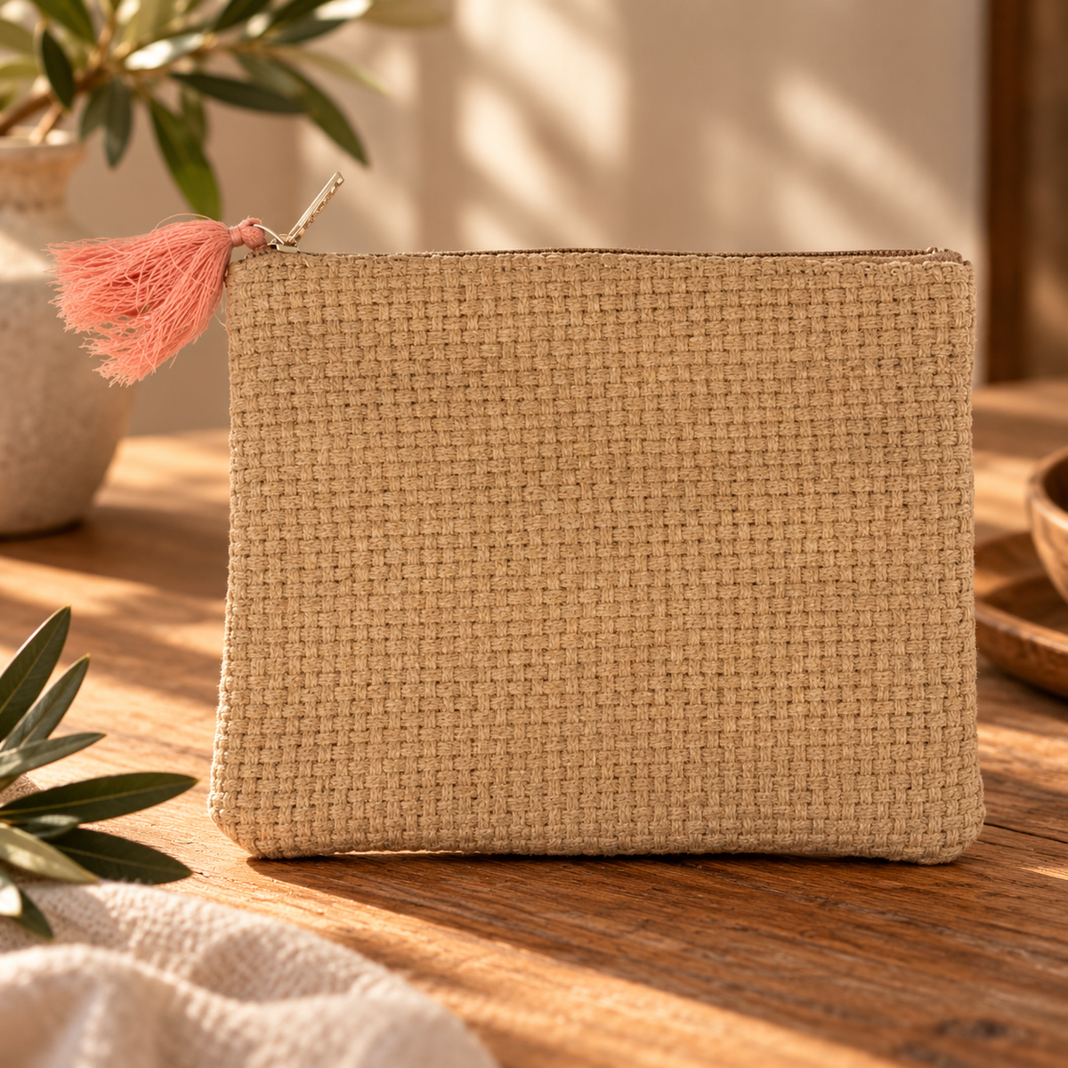Bolsa de Ráfia com Fecho