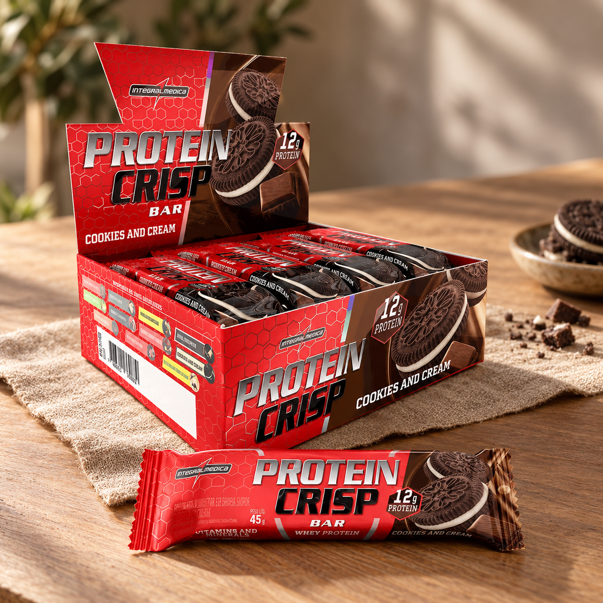 Protein Crisp Bar Cookies and Cream (12 unidades)